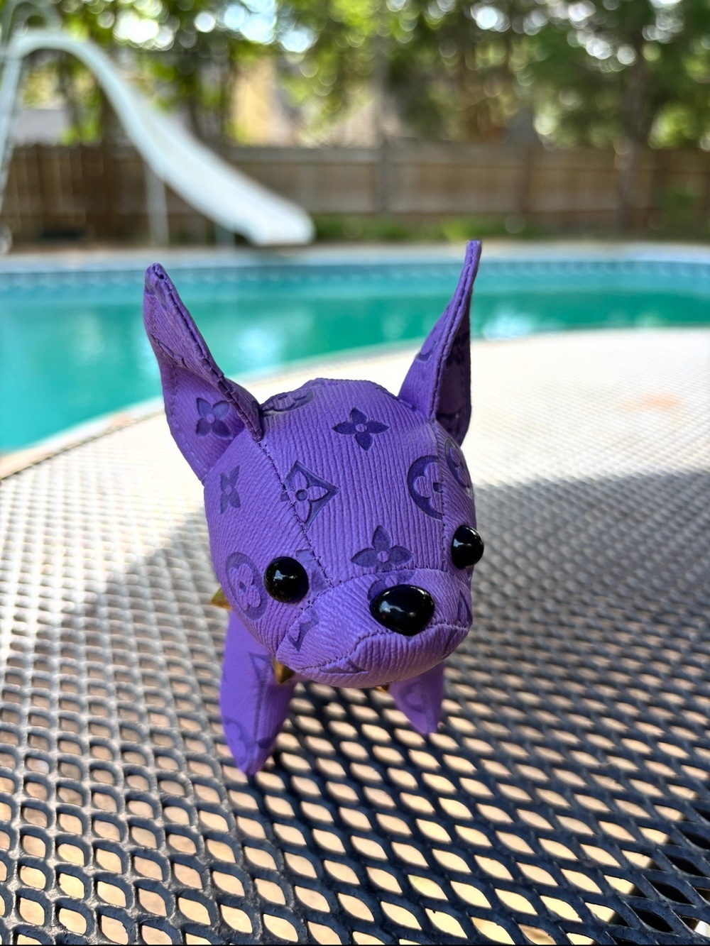Bag Charm/Key Fob adorable Purple Frenchie with Gold Accents and spiked collar! - Picture 2 of 8